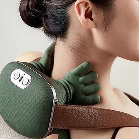Easivia massager resting on the neck and shoulder